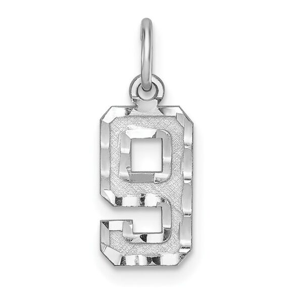 Sterling Silver, Varsity Collection, Small D/C Pendant, Number 9 - Picture 1 of 5
